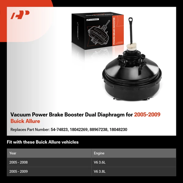 Vacuum Power Brake Booster Dual Diaphragm for 2005-2009 Buick Allure