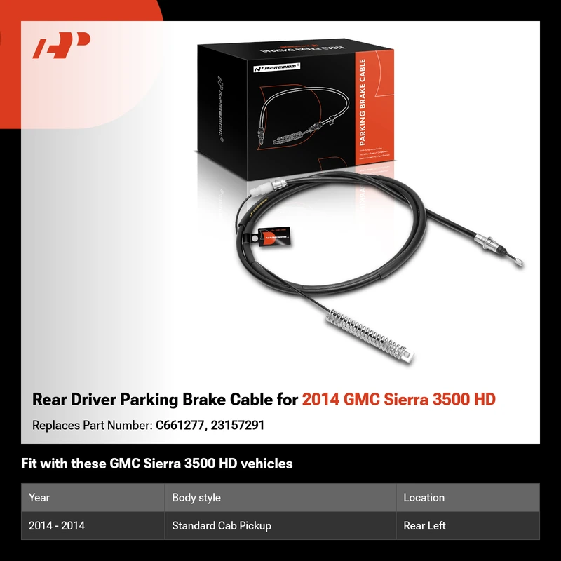 Rear Driver Parking Brake Cable for 2014 GMC Sierra 3500 HD