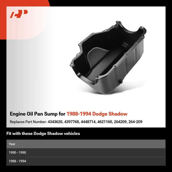 Engine Oil Pan Sump for 1988-1994 Dodge Shadow