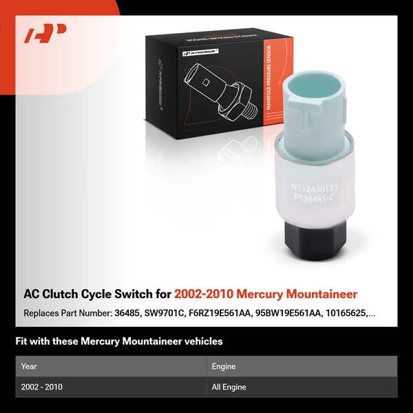 AC Clutch Cycle Switch for 2002-2010 Mercury Mountaineer