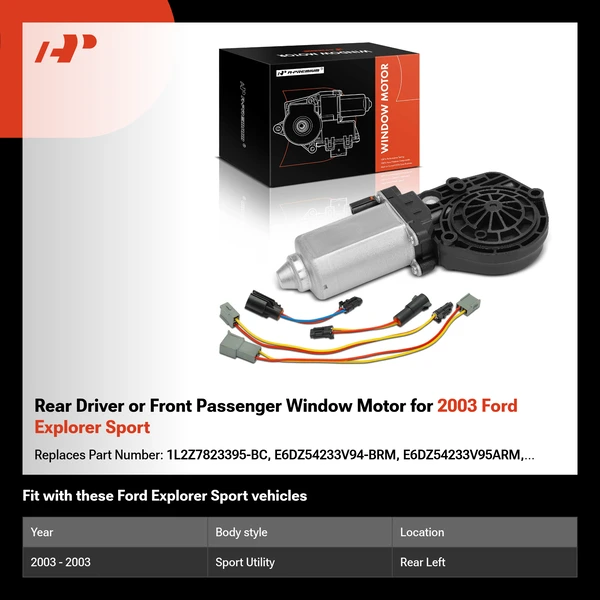 Rear Driver or Front Passenger Window Motor for 2003 Ford Explorer Sport