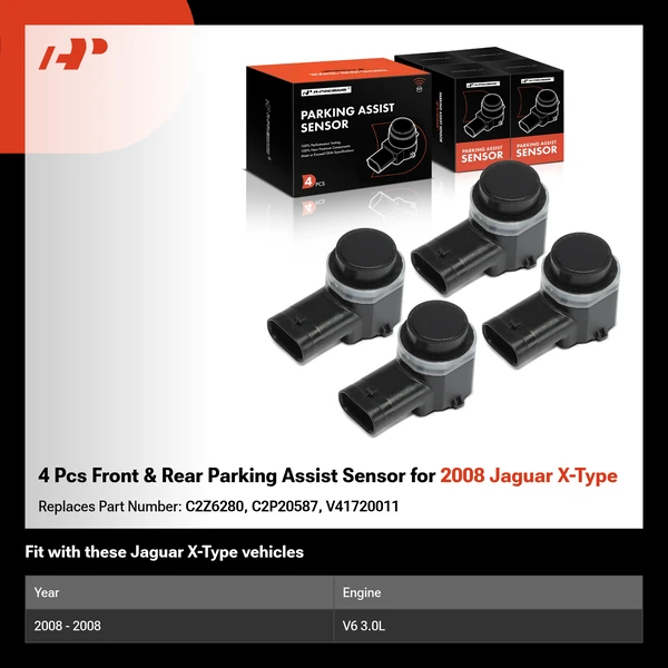 4 Pcs Front & Rear Parking Assist Sensor for 2008 Jaguar X-Type
