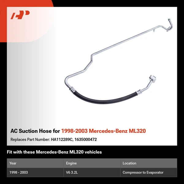 AC Suction Hose for 1998-2003 Mercedes-Benz ML320