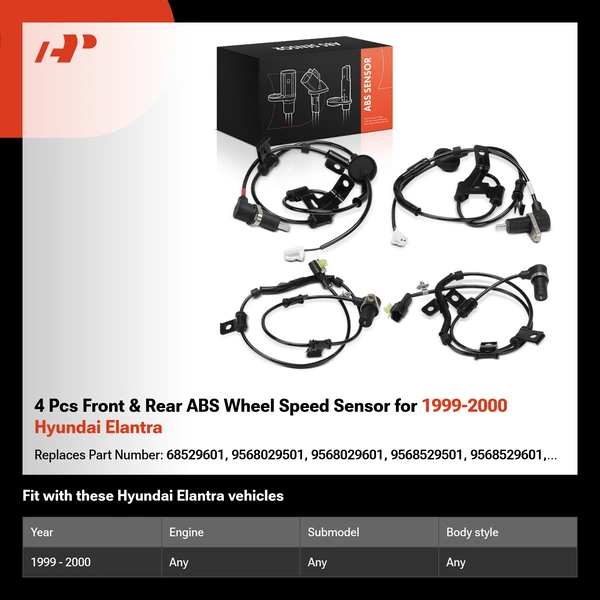 4 Pcs Front & Rear ABS Wheel Speed Sensor for 1999-2000 Hyundai Elantra