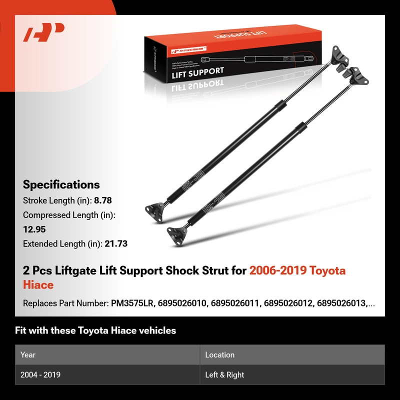 2 Pcs Liftgate Lift Support Shock Strut for 2006-2019 Toyota Hiace