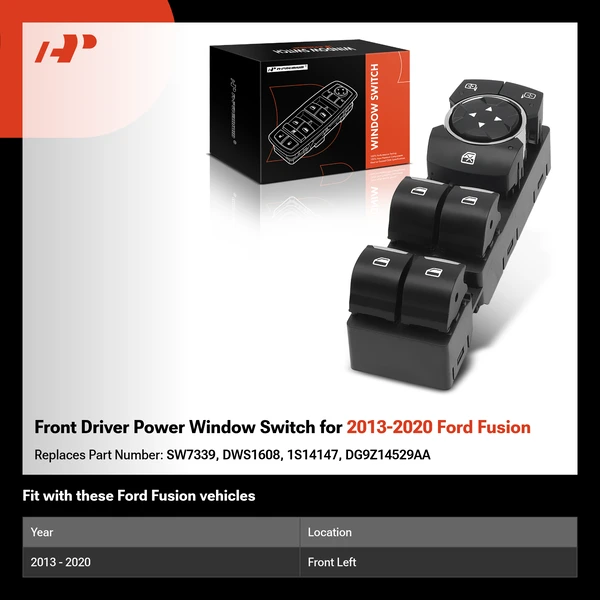 Front Driver Power Window Switch for 2013-2020 Ford Fusion