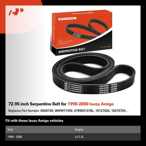 72.95 inch Serpentine Belt for 1998-2000 Isuzu Amigo
