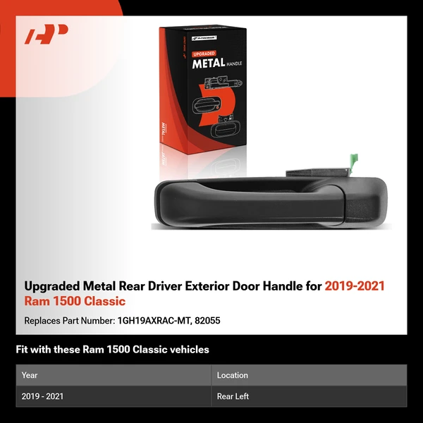 Upgraded Metal Rear Driver Exterior Door Handle for 2019-2021 Ram 1500 Classic