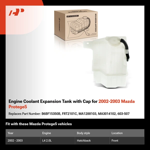 Engine Coolant Expansion Tank with Cap for 2002-2003 Mazda Protege5