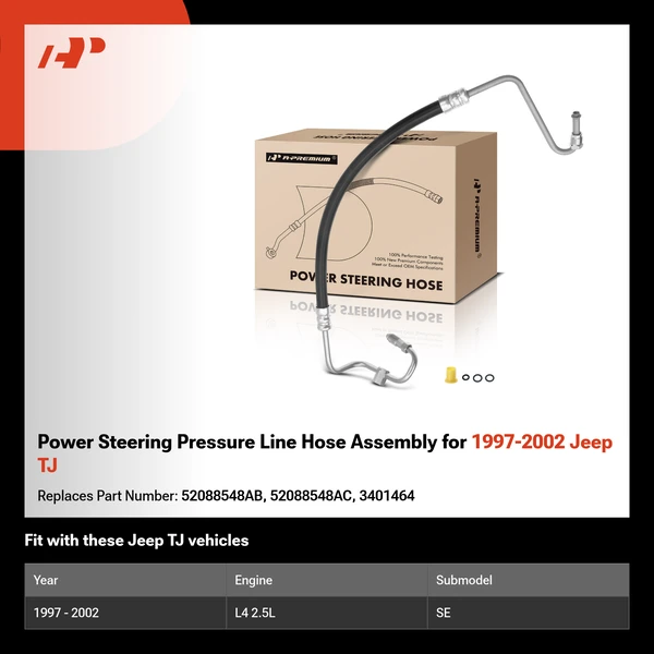 Power Steering Pressure Line Hose Assembly for 1997-2002 Jeep TJ