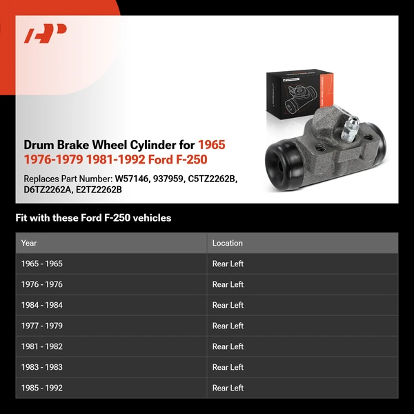 Drum Brake Wheel Cylinder for 1965 1976-1979 1981-1992 Ford F-250