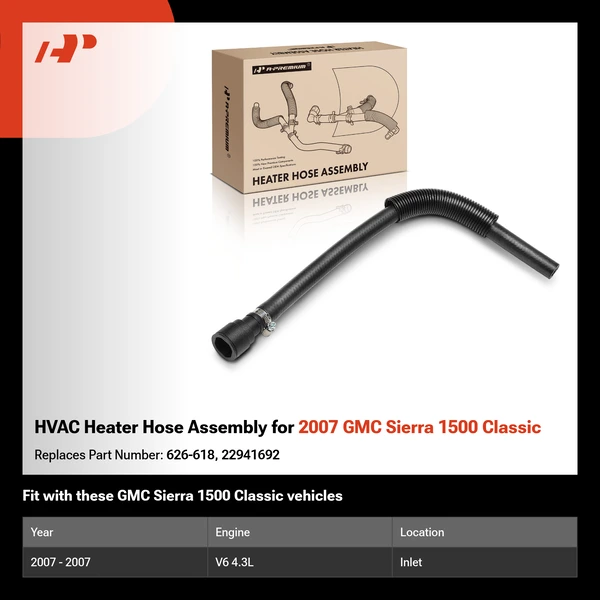 HVAC Heater Hose Assembly for 2007 GMC Sierra 1500 Classic