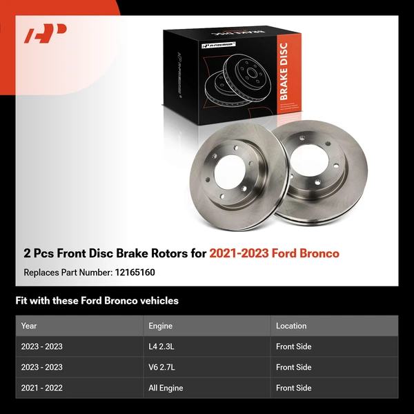 2 Pcs Front Disc Brake Rotors for 2021-2023 Ford Bronco