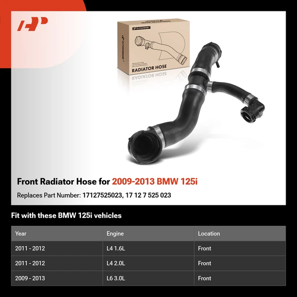 Front Radiator Hose for 2009-2013 BMW 125i