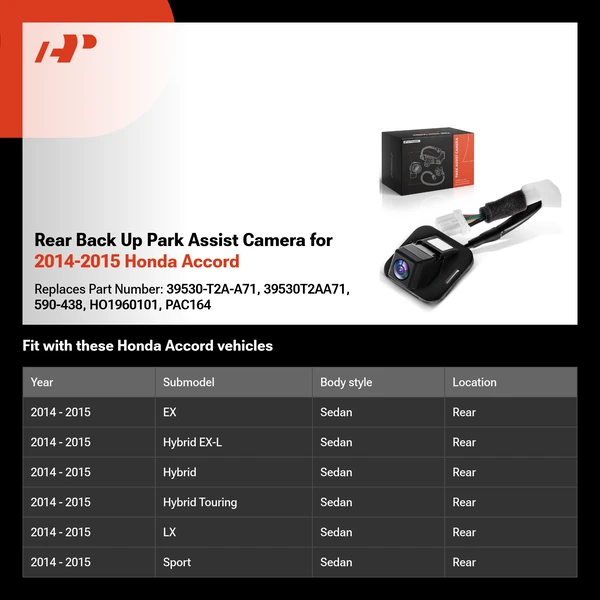 Rear Back Up Park Assist Camera for 2014-2015 Honda Accord