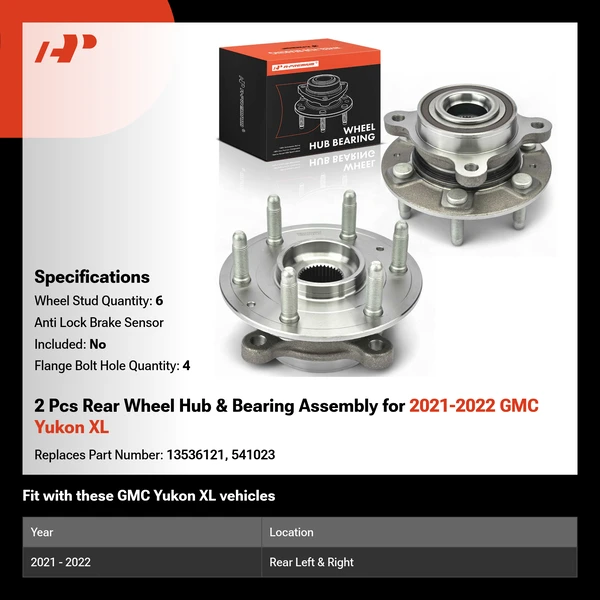 2 Pcs Rear Wheel Hub & Bearing Assembly for 2021-2022 GMC Yukon XL