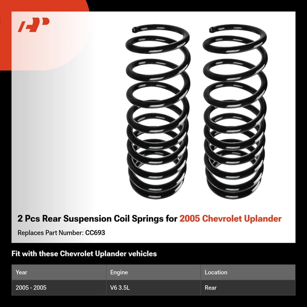 2 Pcs Rear Suspension Coil Springs for 2005 Chevrolet Uplander
