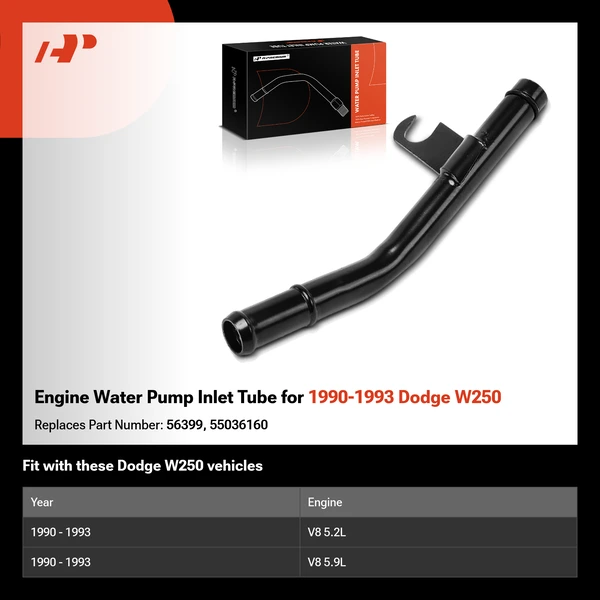 Engine Water Pump Inlet Tube for 1990-1993 Dodge W250
