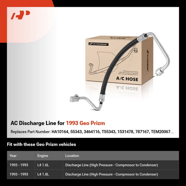 AC Discharge Line for 1993 Geo Prizm