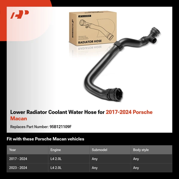 Lower Radiator Coolant Water Hose for 2017-2024 Porsche Macan