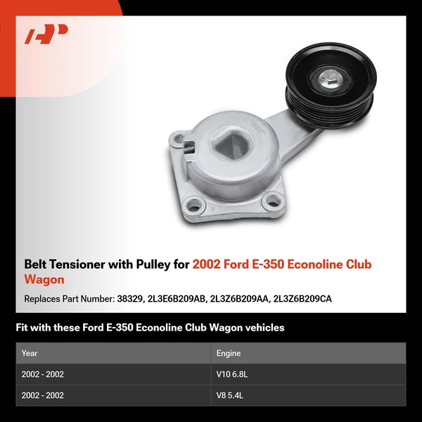 Belt Tensioner with Pulley for 2002 Ford E-350 Econoline Club Wagon