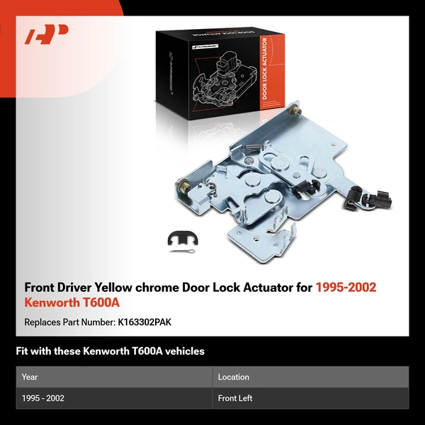 Front Driver Yellow chrome Door Lock Actuator for 1995-2002 Kenworth T600A