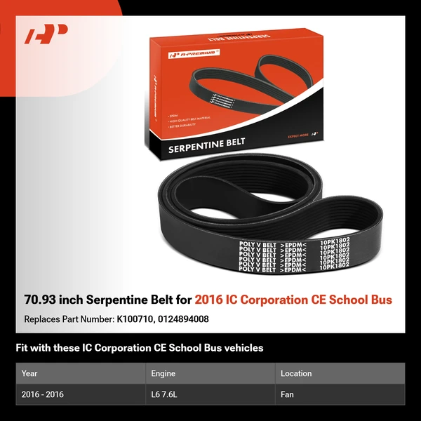70.93 inch Serpentine Belt for 2016 IC Corporation CE School Bus