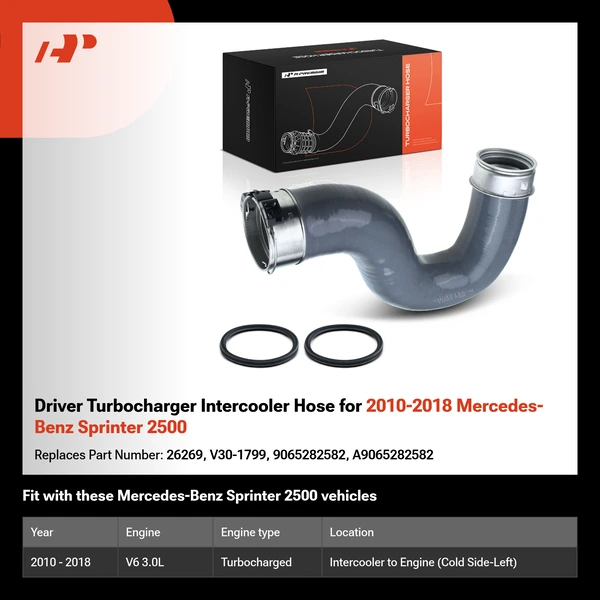 Driver Turbocharger Intercooler Hose for 2010-2018 Mercedes-Benz Sprinter 2500