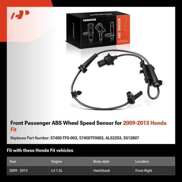 Front Passenger ABS Wheel Speed Sensor for 2009-2013 Honda Fit