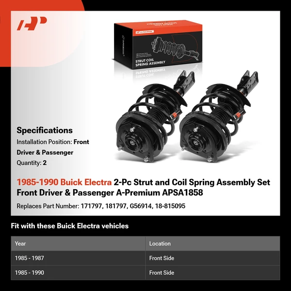 1985-1990 Buick Electra 2-Pc Strut and Coil Spring Assembly Set Front Driver & Passenger A-Premium APSA1858