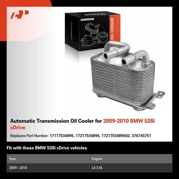 Automatic Transmission Oil Cooler for 2009-2010 BMW 528i xDrive