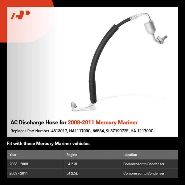 AC Discharge Hose for 2008-2011 Mercury Mariner