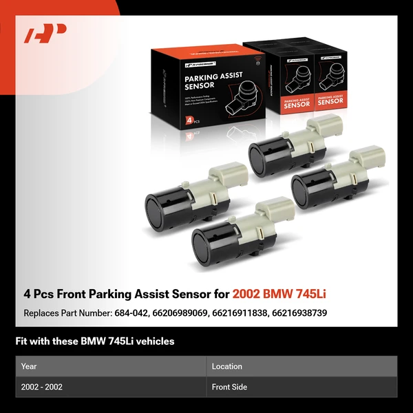 4 Pcs Front Parking Assist Sensor for 2002 BMW 745Li