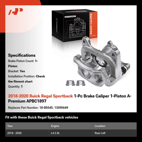 2018-2020 Buick Regal Sportback 1-Pc Brake Caliper 1-Piston A-Premium APBC1897