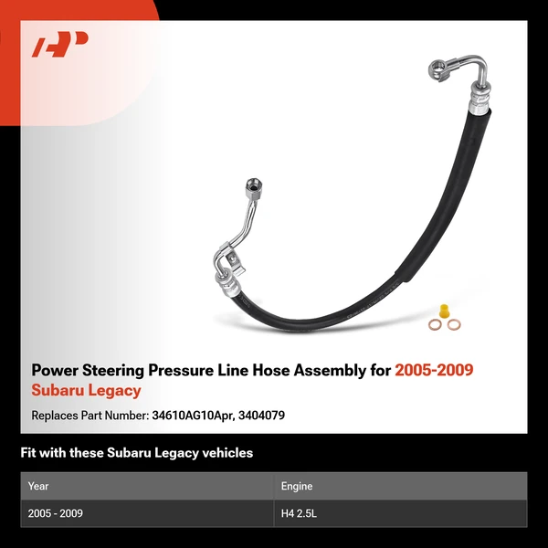 Power Steering Pressure Line Hose Assembly for 2005-2009 Subaru Legacy