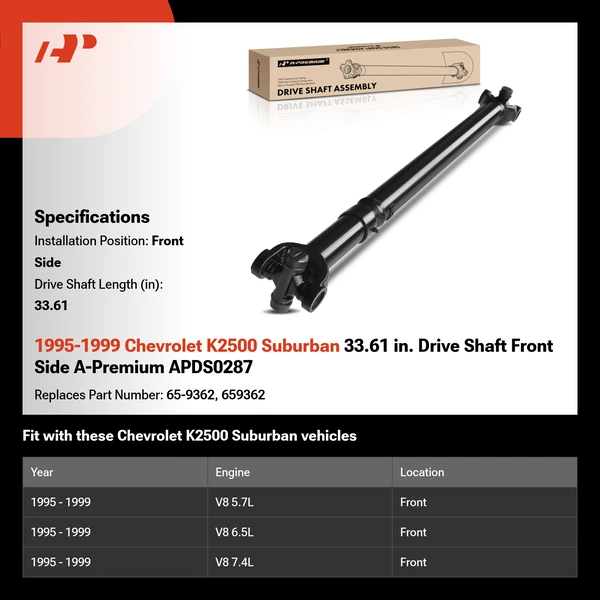 1995-1999 Chevrolet K2500 Suburban 33.61 in. Drive Shaft Front Side A-Premium APDS0287