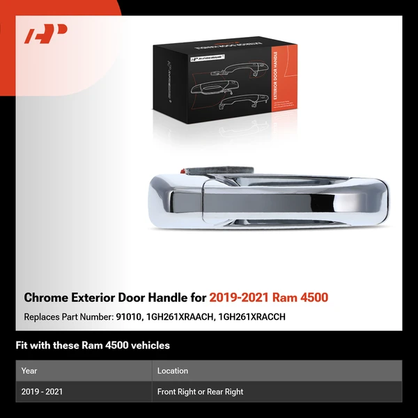 Chrome Exterior Door Handle for 2019-2021 Ram 4500