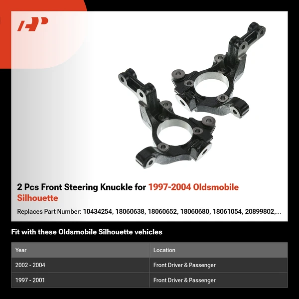 2 Pcs Front Steering Knuckle for 1997-2004 Oldsmobile Silhouette
