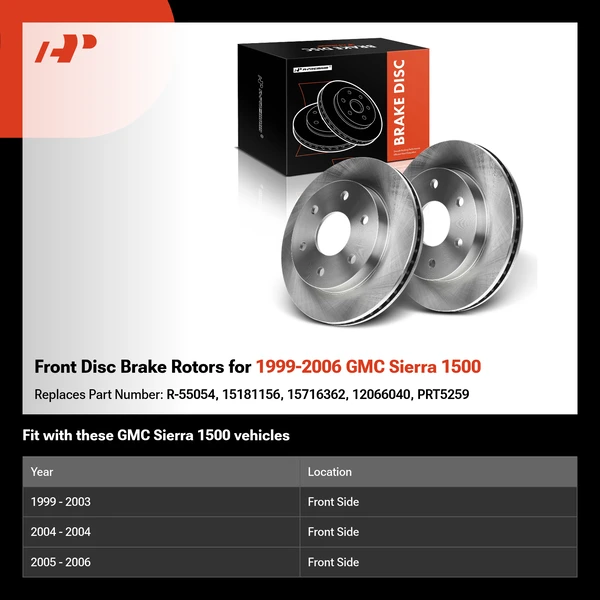 Front Disc Brake Rotors for 1999-2006 GMC Sierra 1500