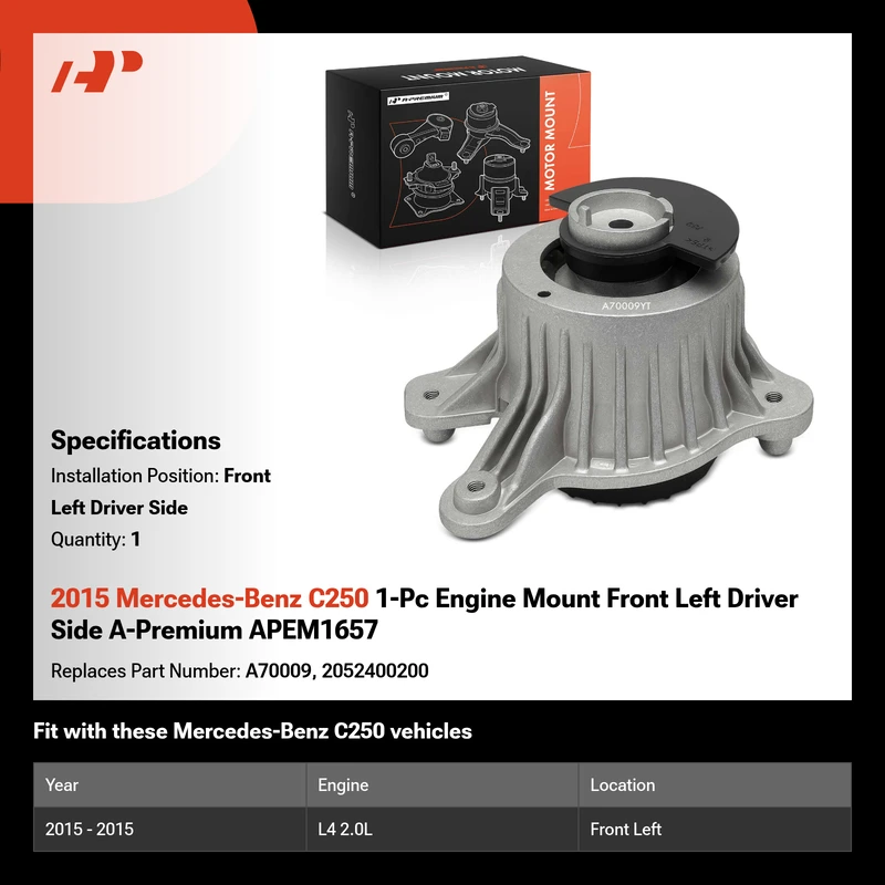 2015 Mercedes-Benz C250 1-Pc Engine Mount Front Left Driver Side A-Premium APEM1657