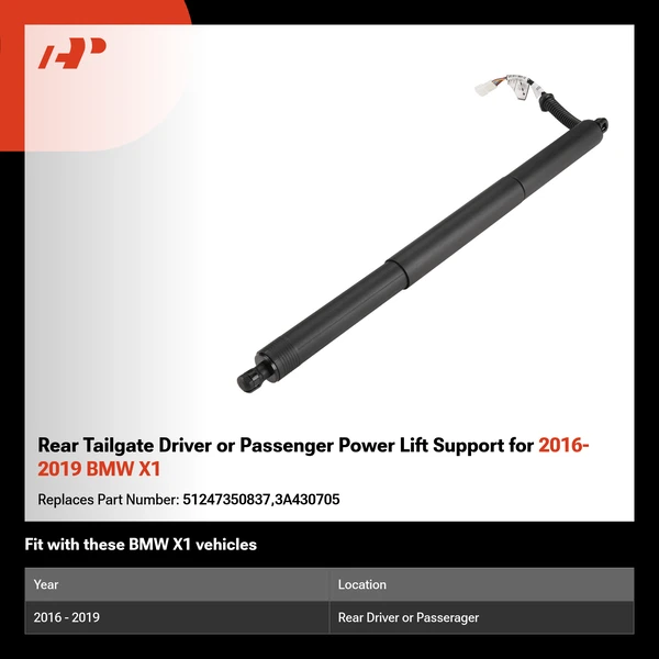 Rear Tailgate Driver or Passenger Power Lift Support for 2016-2019 BMW X1