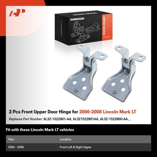 2 Pcs Front Upper Door Hinge for 2006-2008 Lincoln Mark LT