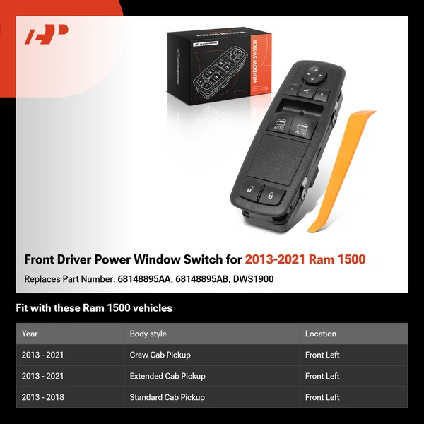 Front Driver Power Window Switch for 2013-2021 Ram 1500