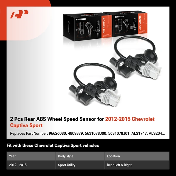 2 Pcs Rear ABS Wheel Speed Sensor for 2012-2015 Chevrolet Captiva Sport