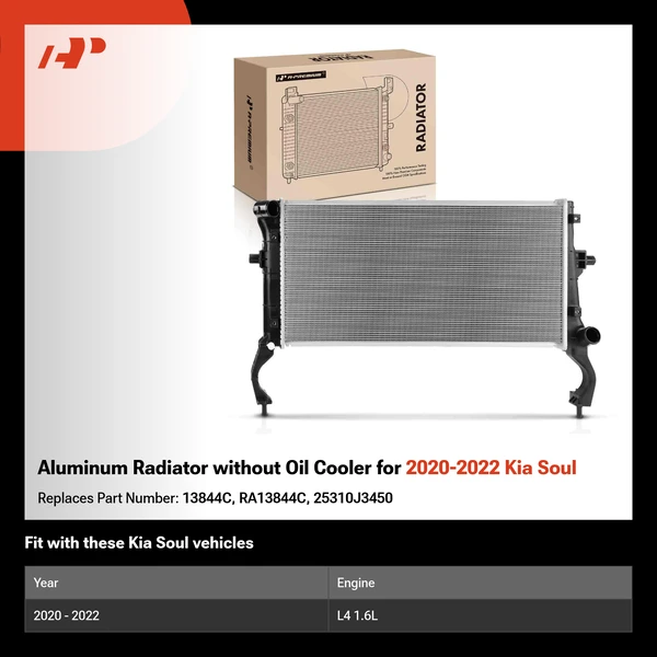 Aluminum Radiator without Oil Cooler for 2020-2022 Kia Soul