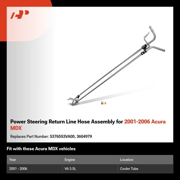 Power Steering Return Line Hose Assembly for 2001-2006 Acura MDX