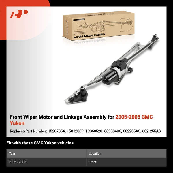 Front Wiper Motor and Linkage Assembly for 2005-2006 GMC Yukon