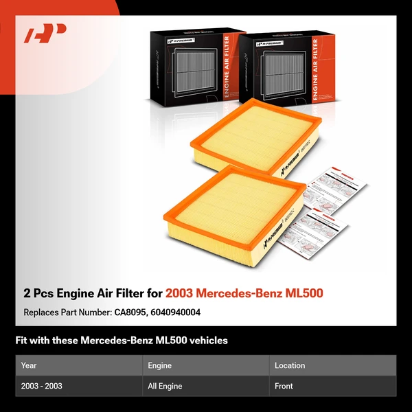2 Pcs Engine Air Filter for 2003 Mercedes-Benz ML500