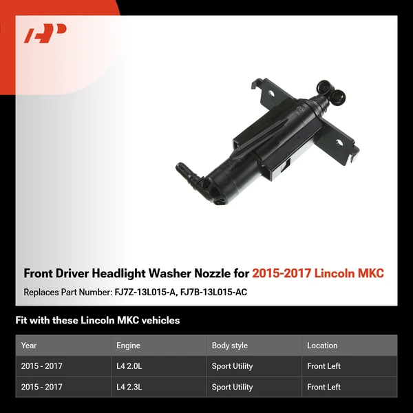 Front Driver Headlight Washer Nozzle for 2015-2017 Lincoln MKC
