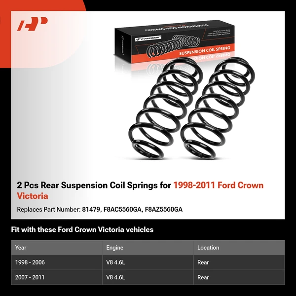 2 Pcs Rear Suspension Coil Springs for 1998-2011 Ford Crown Victoria